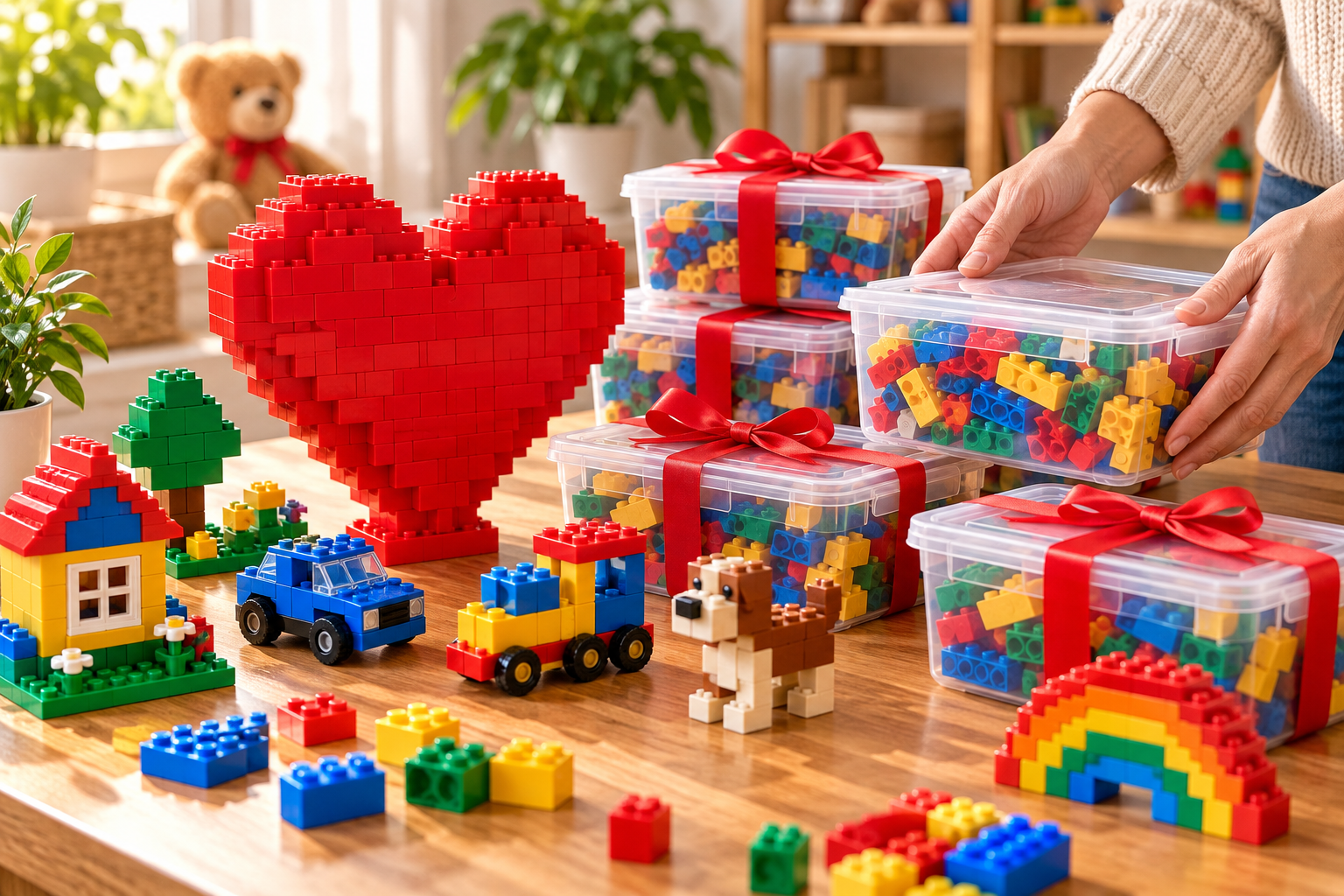 Illustration of colorful bricks prepared for giving